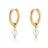 Asymmetrical Pearl Hoop Earrings