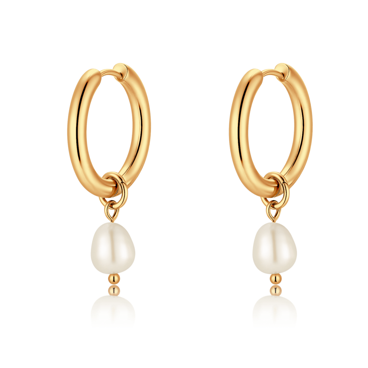 Asymmetrical Pearl Hoop Earrings