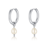 Asymmetrical Pearl Hoop Earrings