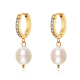 Pearl Hoop Earrings with Tones