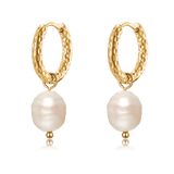 Slim Pearl Hoop Earrings