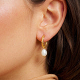 Slim Pearl Hoop Earrings