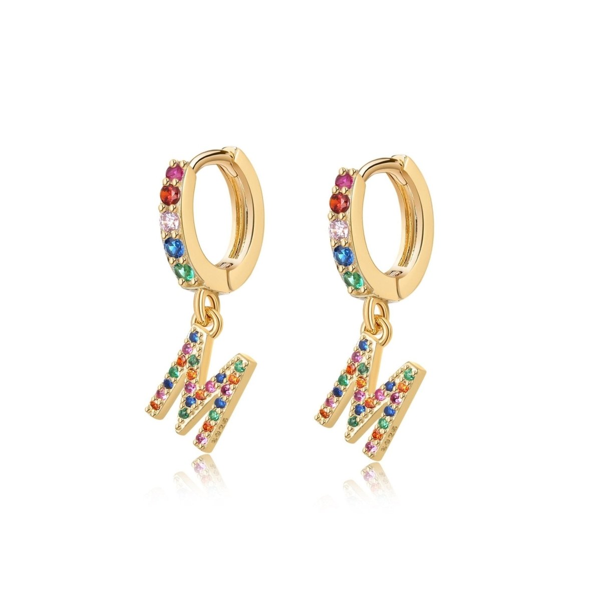 Rainbow Initial Hoop Earrings