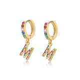 Rainbow Initial Hoop Earrings
