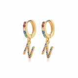 Rainbow Initial Hoop Earrings