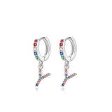 Rainbow Initial Hoop Earrings