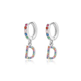 Rainbow Initial Hoop Earrings