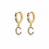 Rainbow Initial Hoop Earrings