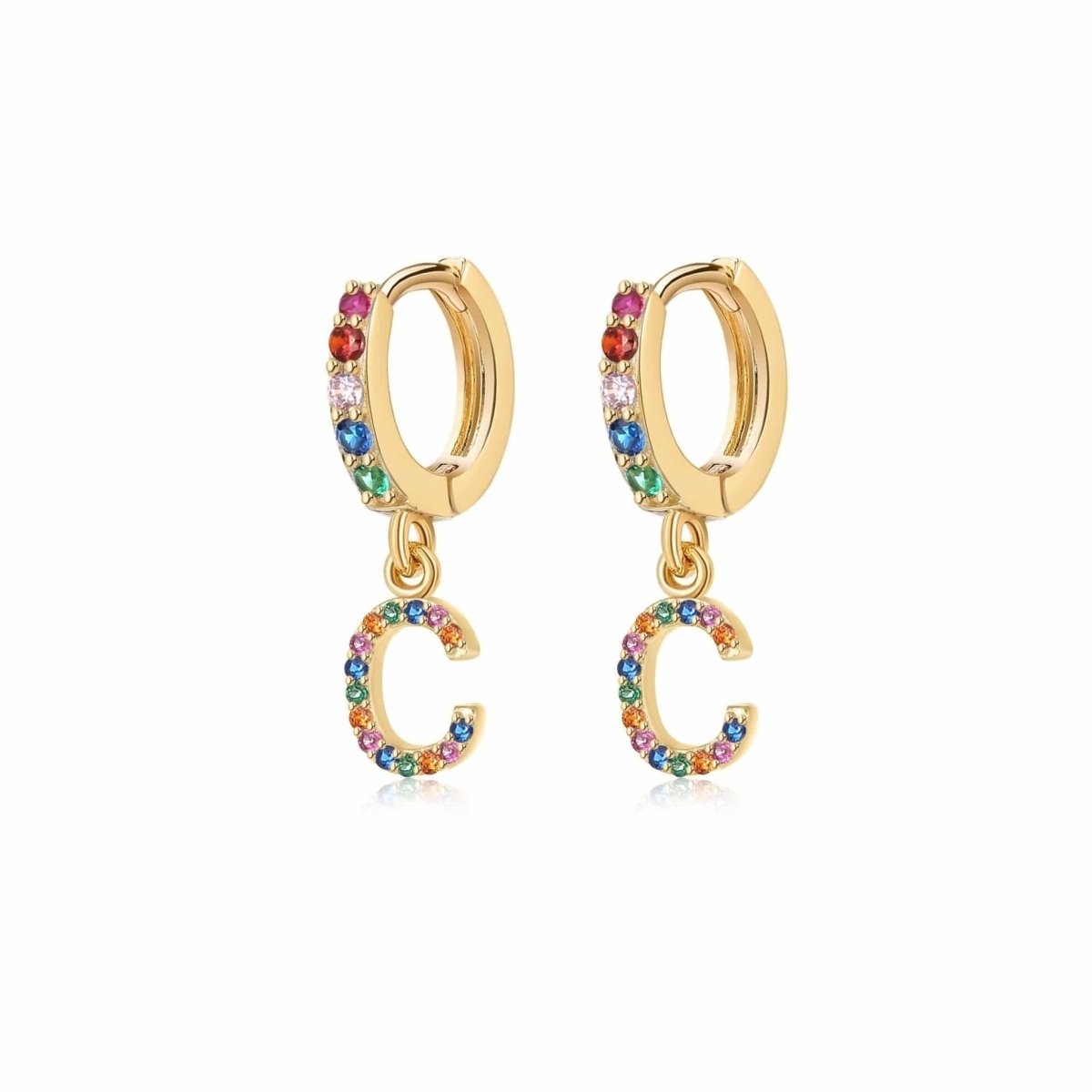 Initial Rainbow-Hoops Earrings