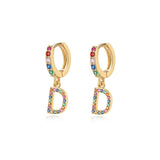 Rainbow Initial Hoop Earrings