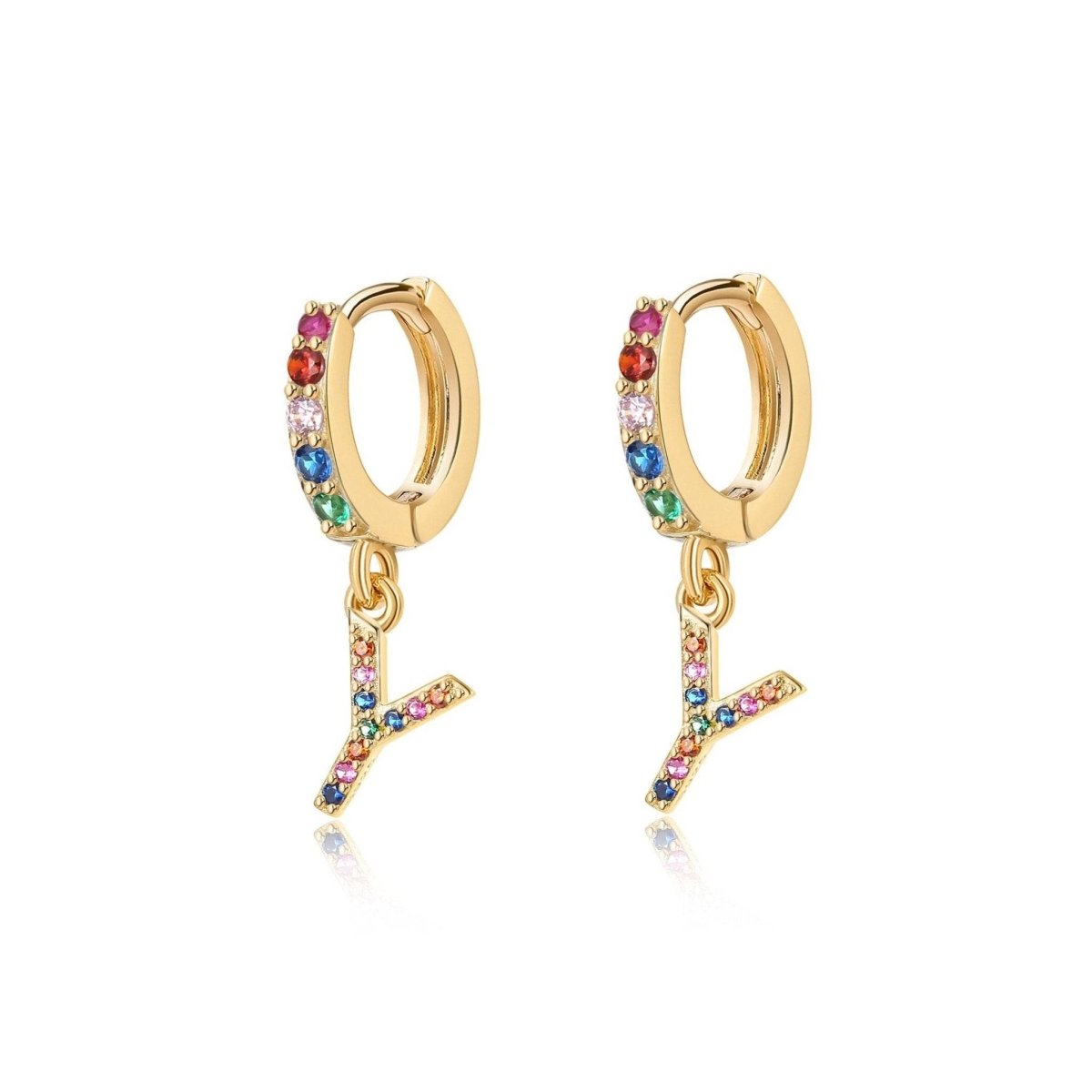 Initial Rainbow-Hoops Earrings