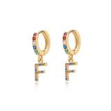 Rainbow Initial Hoop Earrings