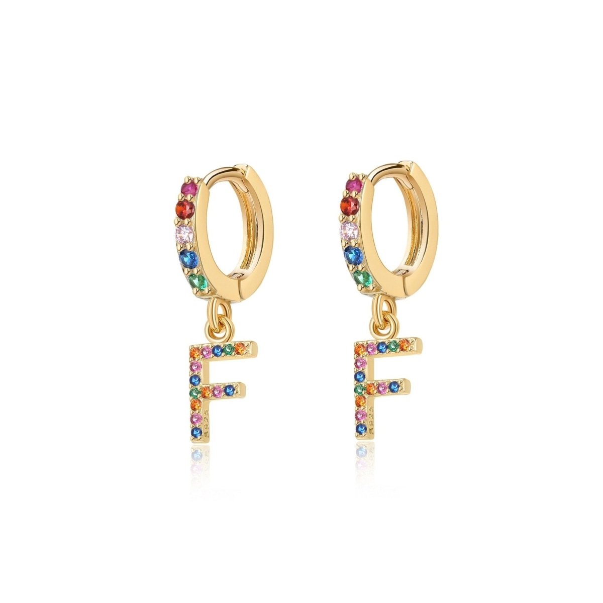 Initial Rainbow-Hoops Earrings