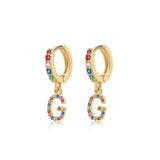 Rainbow Initial Hoop Earrings