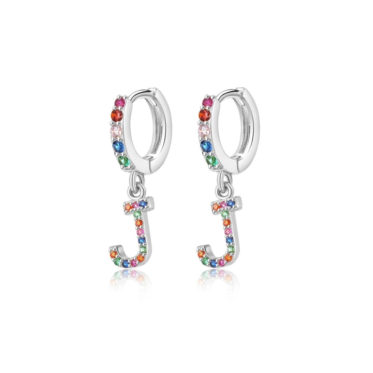 Rainbow Initial Hoop Earrings