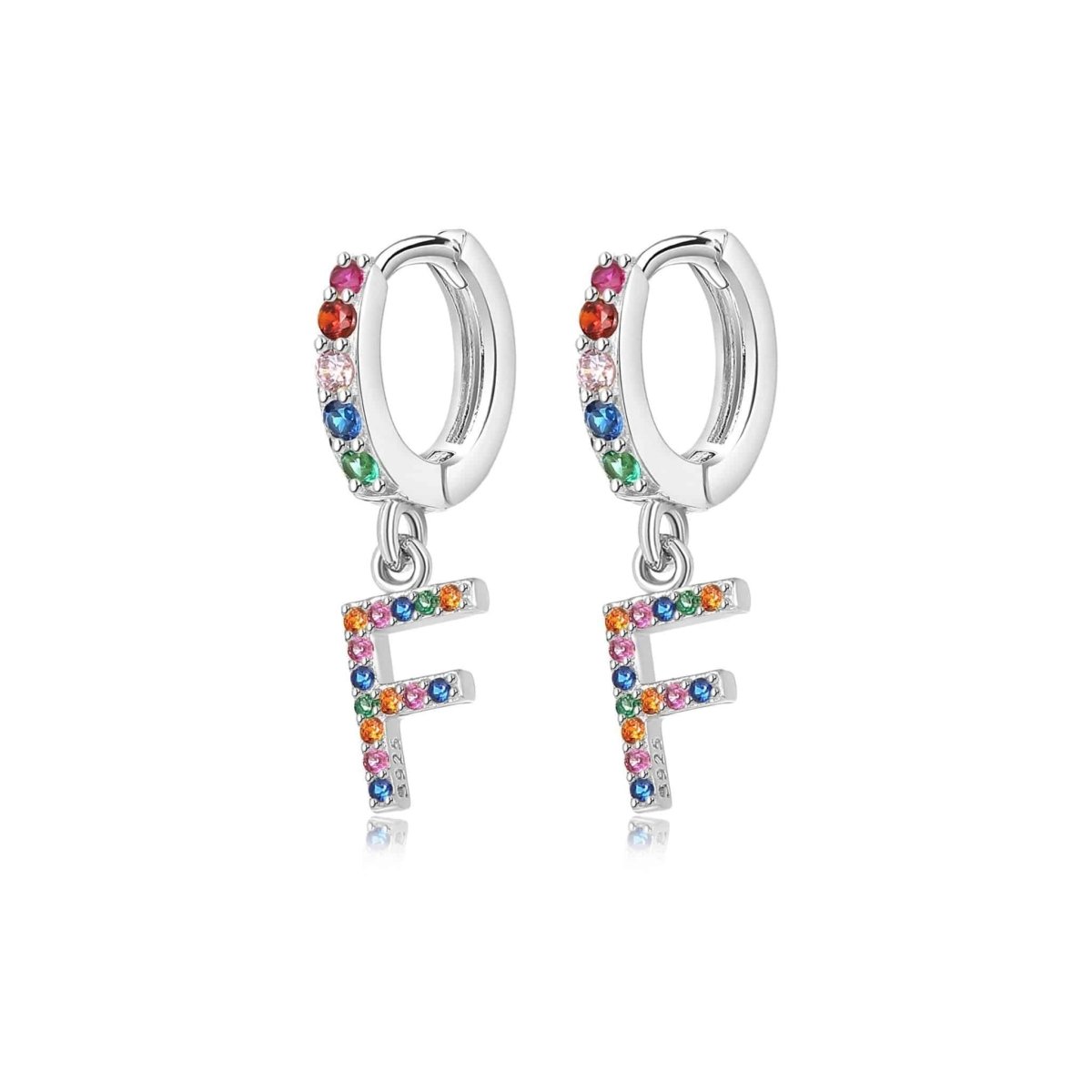 Rainbow Initial Hoop Earrings