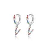 Rainbow Initial Hoop Earrings