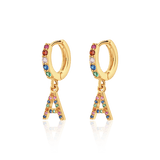 Rainbow Initial Hoop Earrings