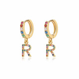 Rainbow Initial Hoop Earrings