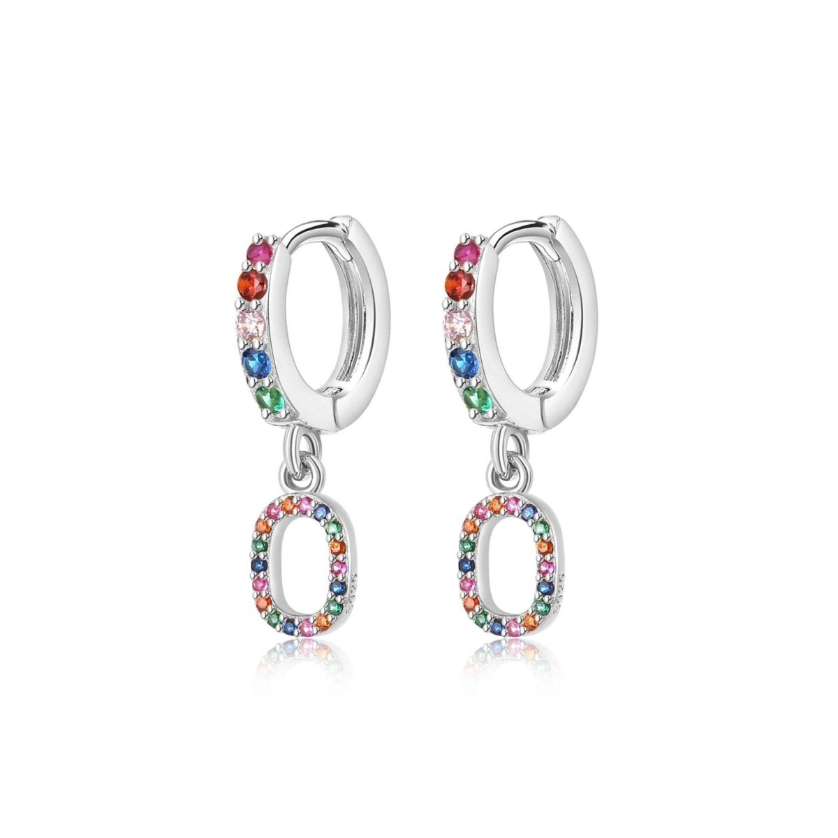 Rainbow Initial Hoop Earrings