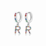 Initial Rainbow-Hoops Earrings