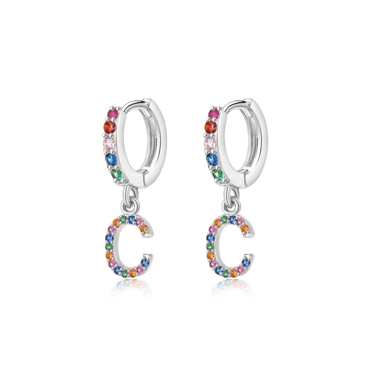 Initial Rainbow-Hoops Earrings