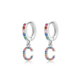 Rainbow Initial Hoop Earrings