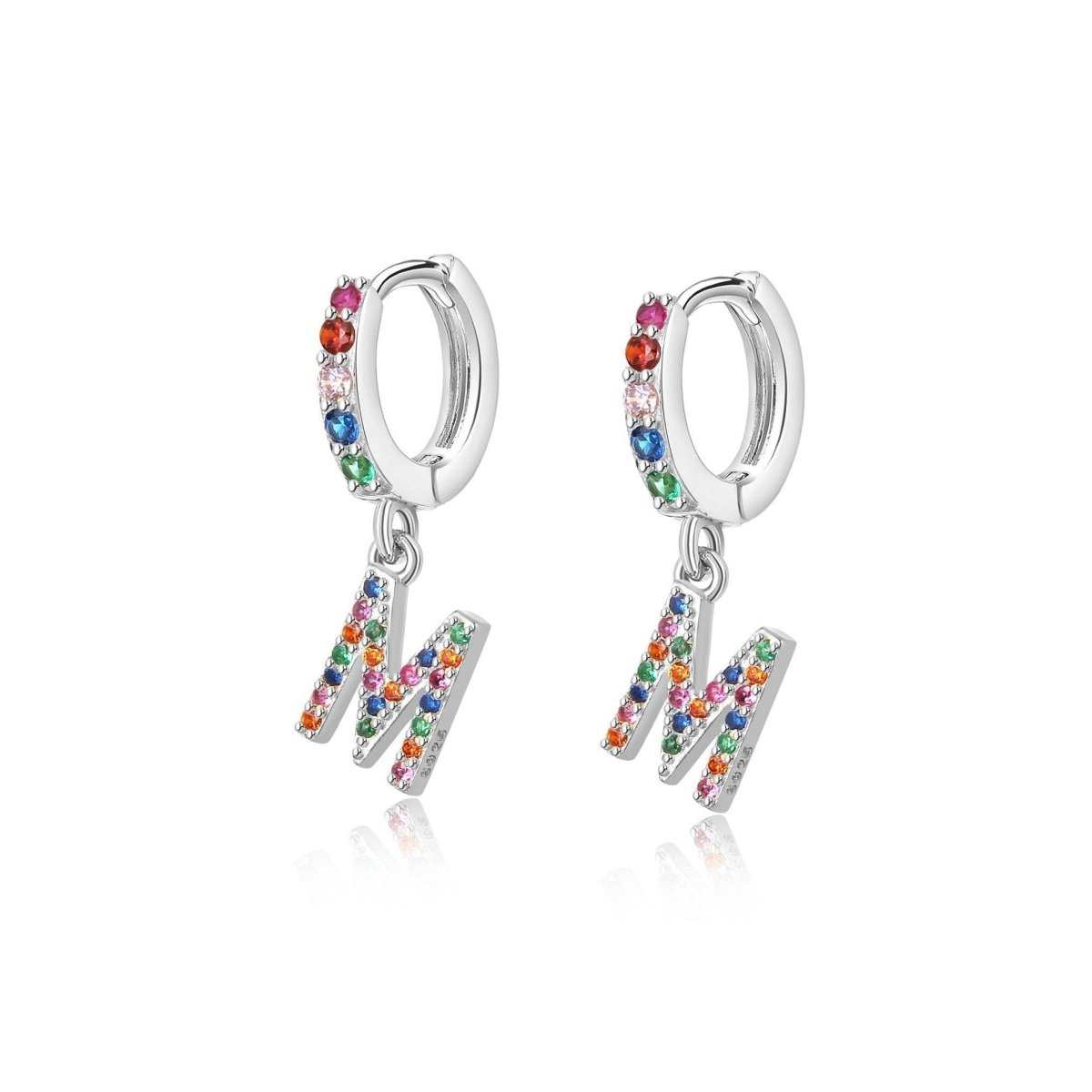 Rainbow Initial Hoop Earrings