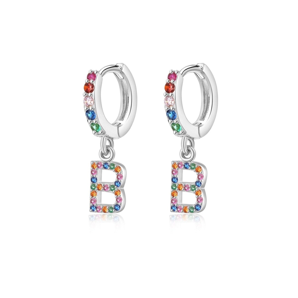 Initial Rainbow-Hoops Earrings