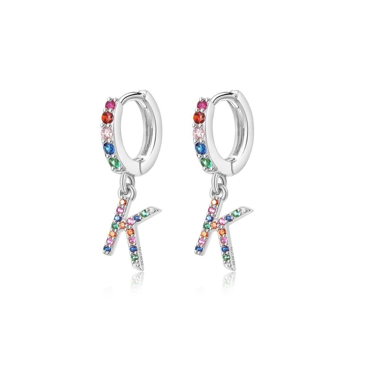 Rainbow Initial Hoop Earrings