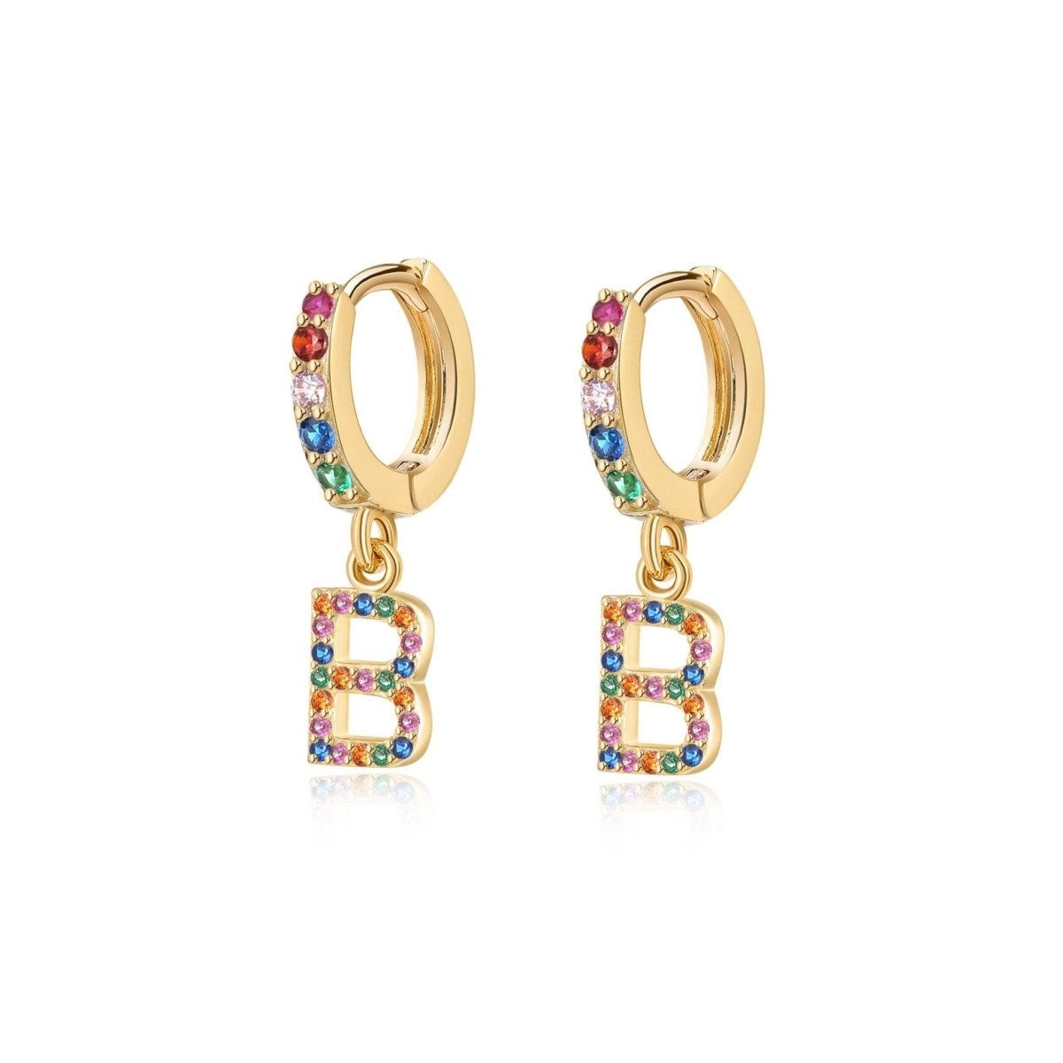 Rainbow Initial Hoop Earrings