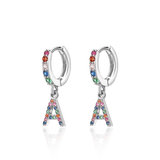 Rainbow Initial Hoop Earrings
