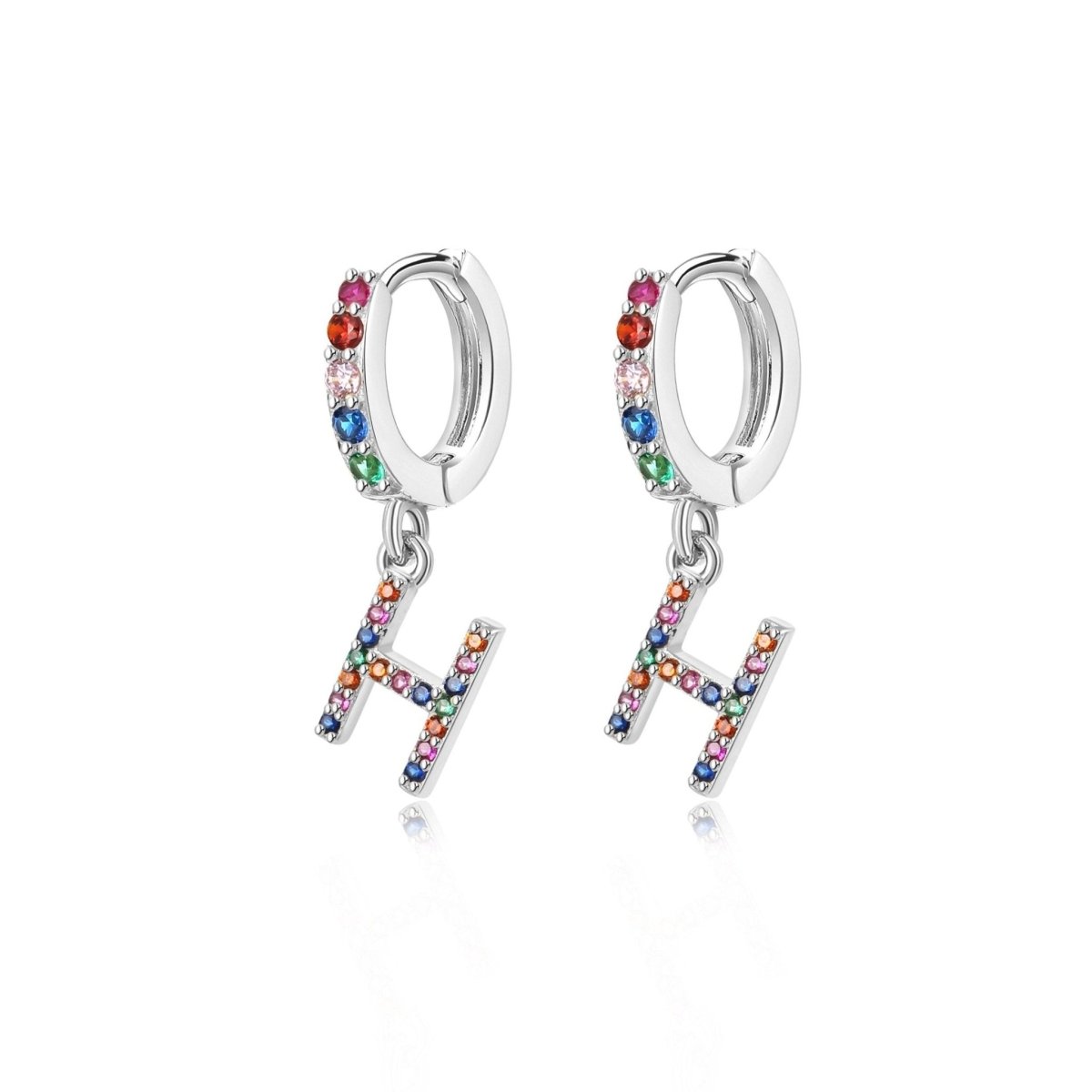 Rainbow Initial Hoop Earrings