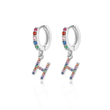 Rainbow Initial Hoop Earrings