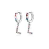 Rainbow Initial Hoop Earrings