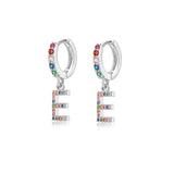 Rainbow Initial Hoop Earrings