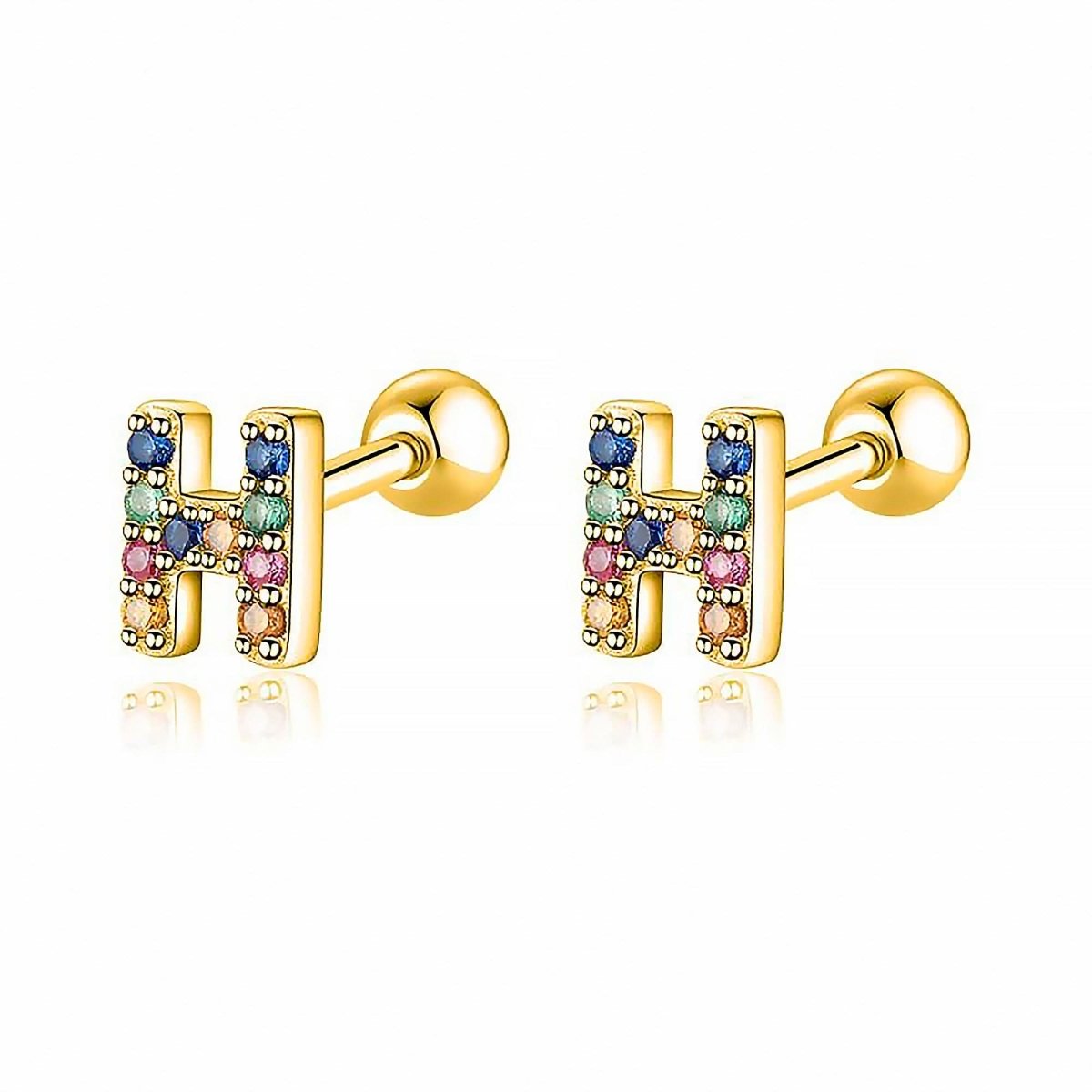 Initial Letter Earrings in Colour