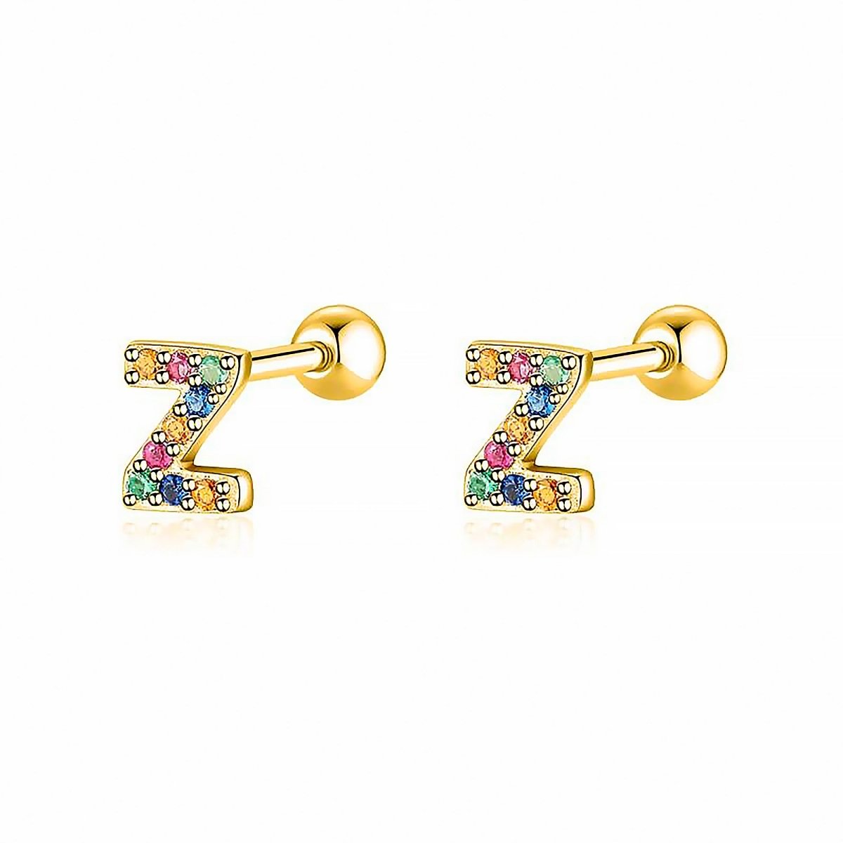 Initial Letter Earrings in Colour