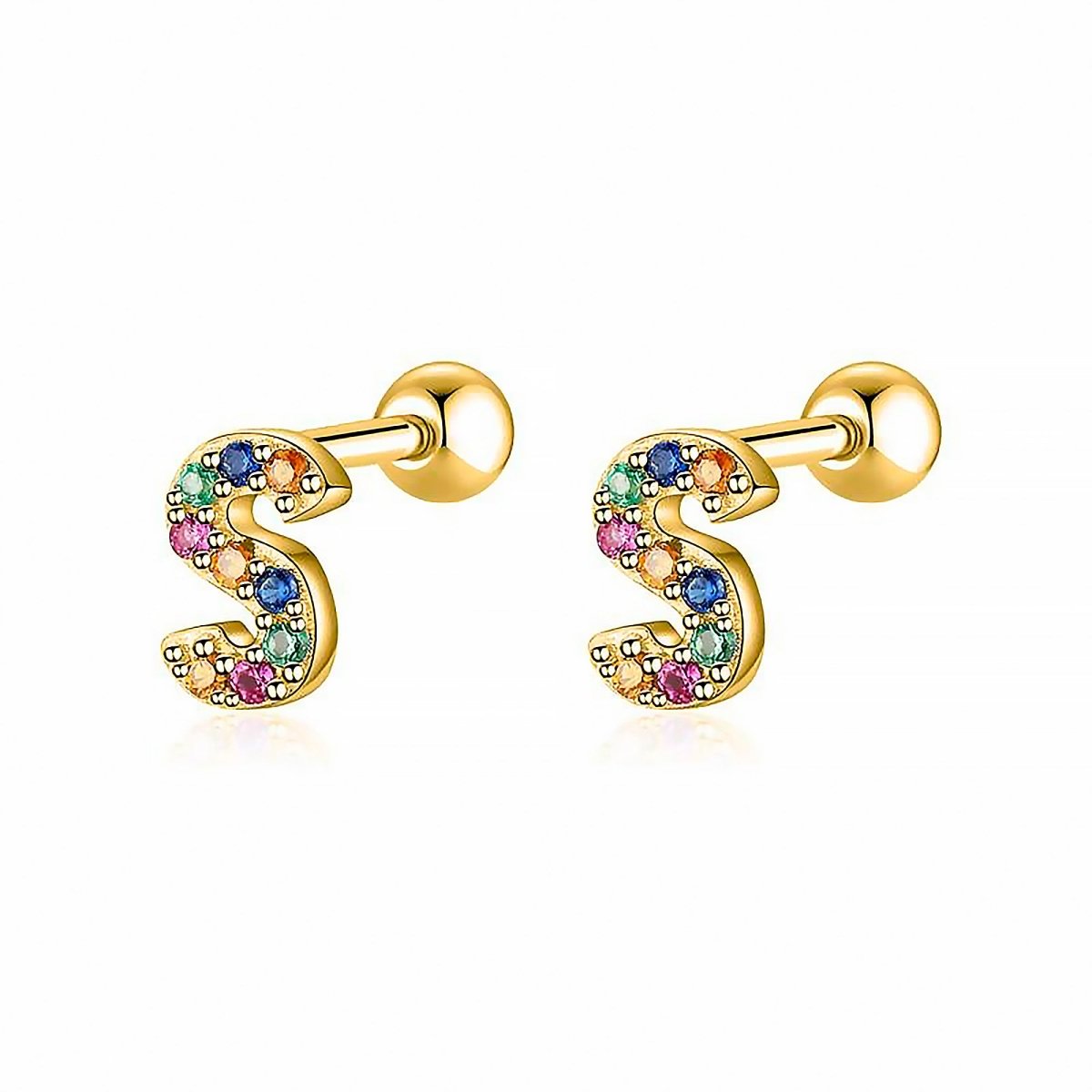 Initial Letter Earrings in Colour