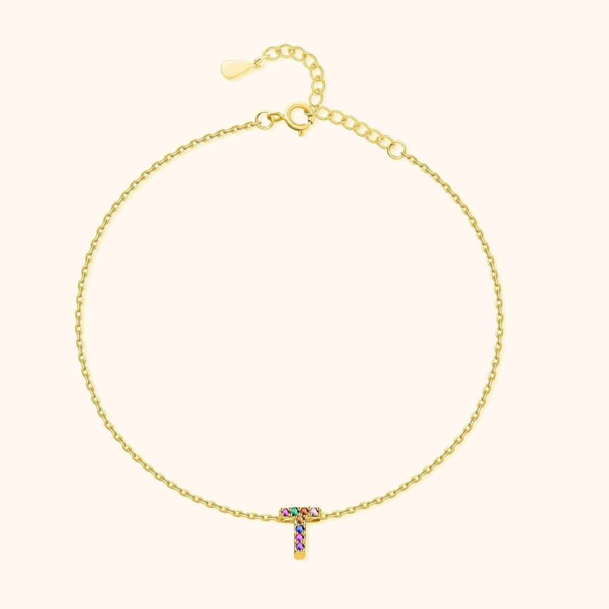 Initial Anklet with Colourful Letters