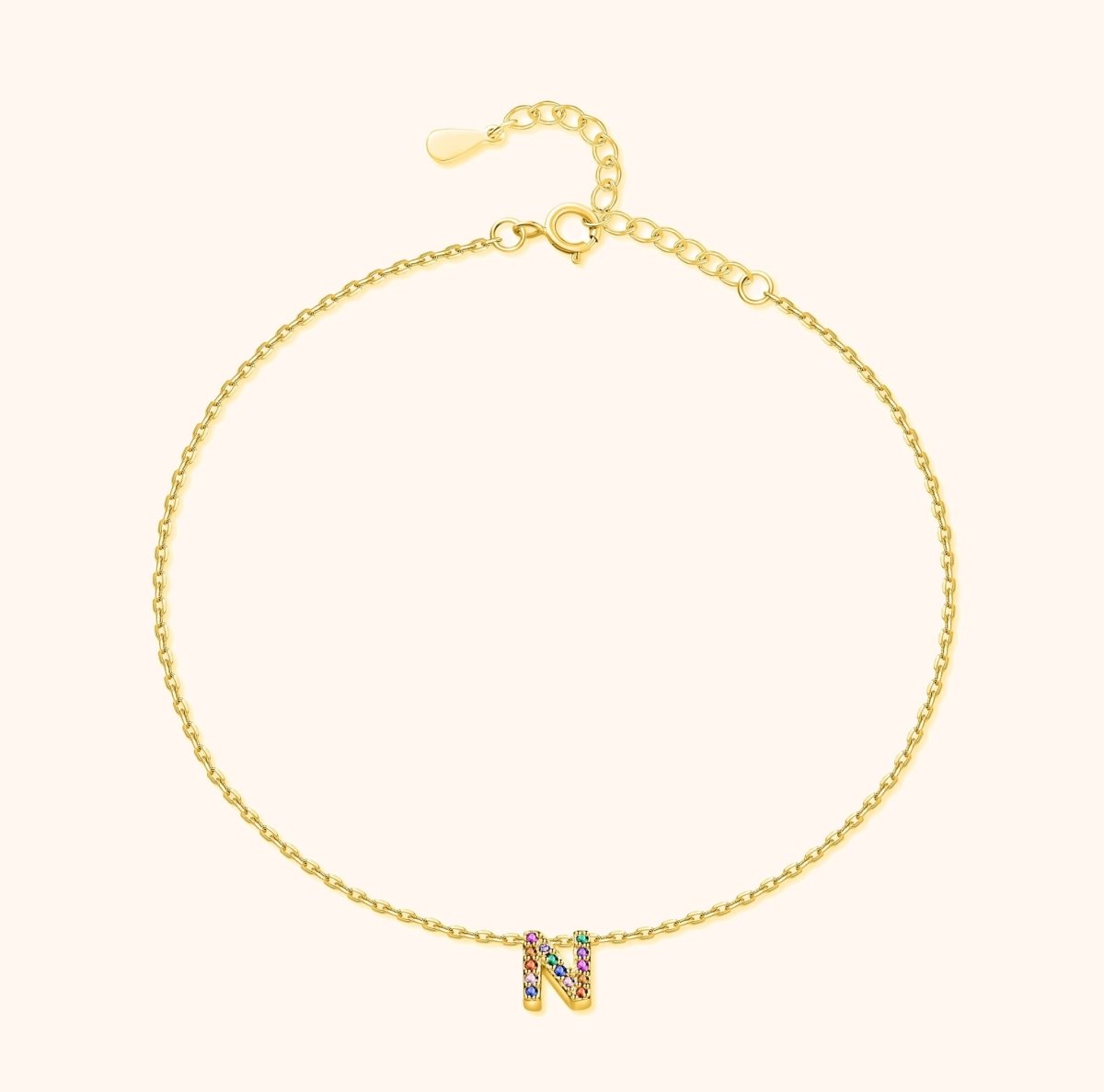 Initial Anklet with Colourful Letters