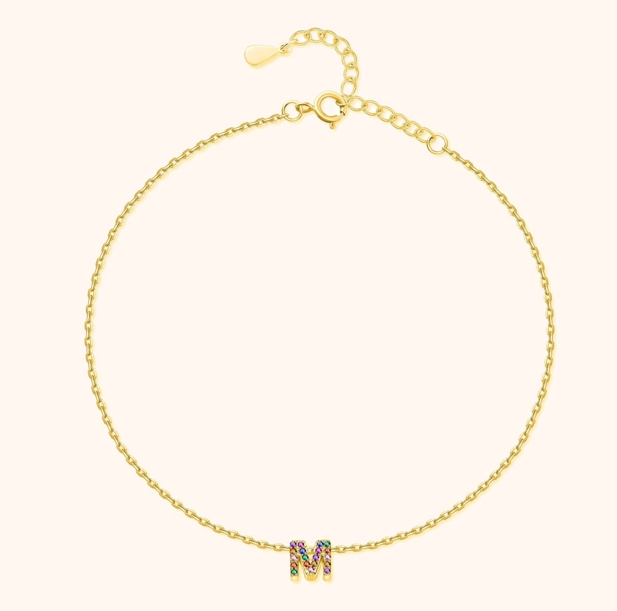 Initial Anklet with Colourful Letters