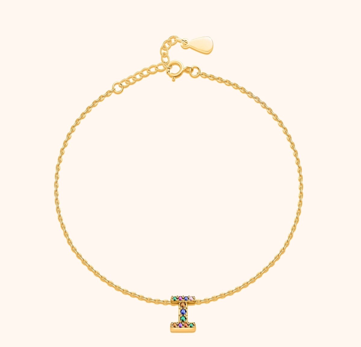 Initial Anklet with Colourful Letters