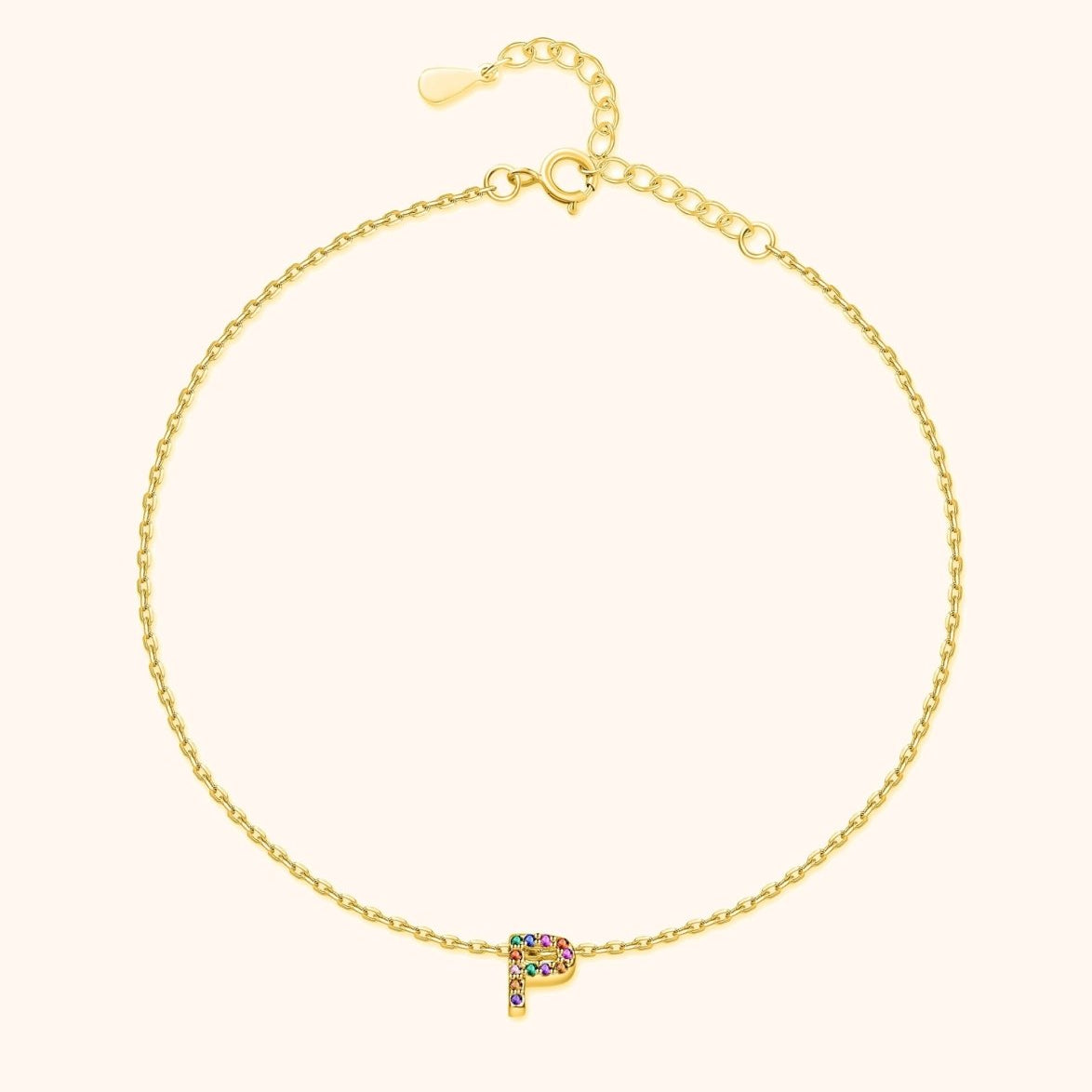 Initial Anklet with Colourful Letters