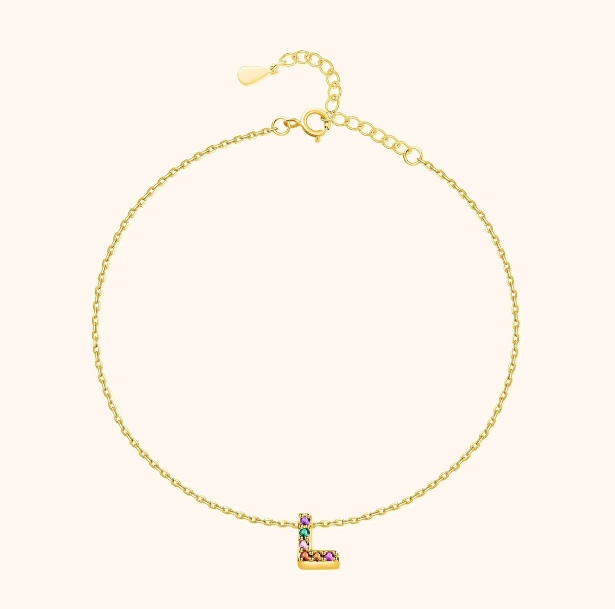 Initial Anklet with Colourful Letters